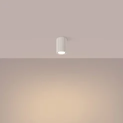 Flurlampen|Wohnzimmerlampen*Sollux Spot GU10 H: 10 cm Ø 6,5 cm klein Aufputz Aluminium in Creme