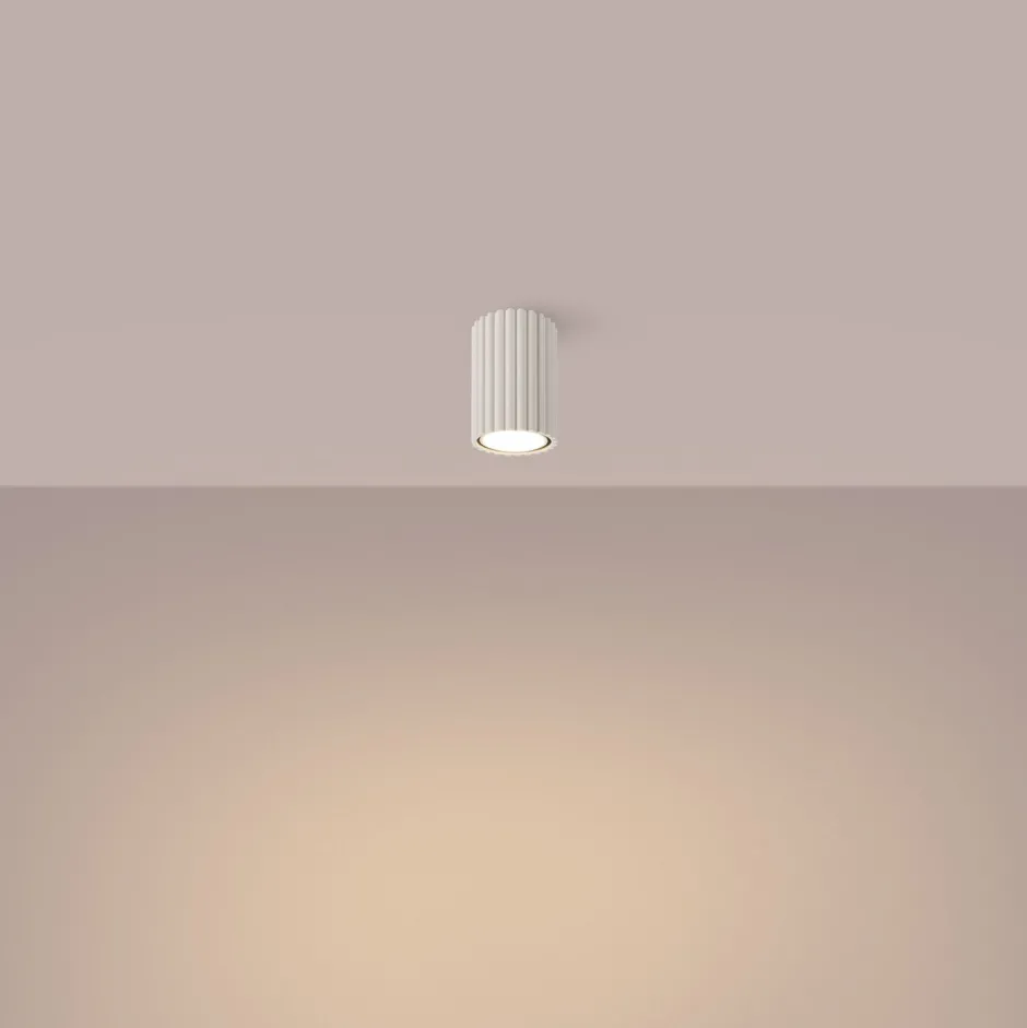 Flurlampen|Wohnzimmerlampen*Sollux Spot GU10 H: 10 cm Ø 6,5 cm klein Aufputz Aluminium in Creme