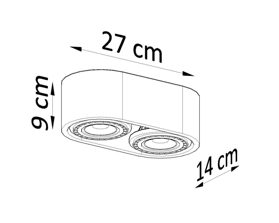 Sollux Spot Lampe Beton 2x GU10 L: 27 cm H: 9 cm klein Decke< Betonlampen|Moderne Lampen