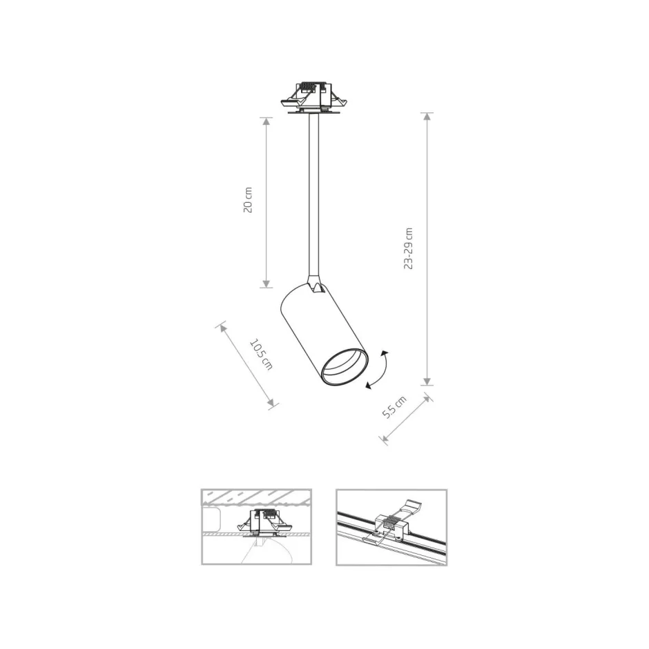 Spots|Wandleuchten*Nowodvorski Spot Lampe Decke Einbau verstellbar GU10 H: 23-29 cm Weiß