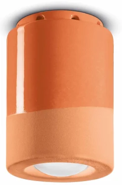 Wohnzimmerlampen|Keramiklampen*Ferroluce Spot Lampe Decke Keramik E14 D: 8,5 cm Aufputz Orange
