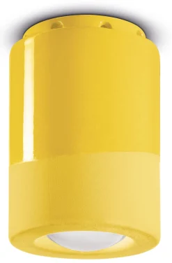 Wohnzimmerlampen|Keramiklampen*Ferroluce Spot Lampe Decke Keramik E14 rund Ø 8,5 cm Aufputz Gelb