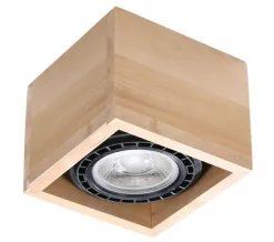 Holzlampen|Moderne Lampen*Sollux Spot Lampe Holz quadratisch B: 14 cm klein flach GU10