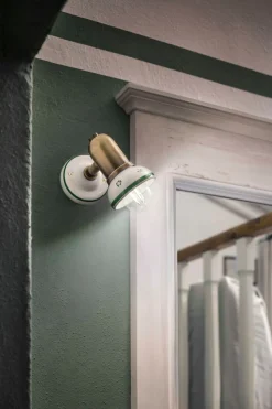 Ferroluce Spot Lampe Wand Metall Keramik verstellbar E14 Landhaus< Wohnzimmerlampen|Keramiklampen