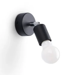 Sollux Spot Lampe Wand Schwarz rund Ø 8 cm klein für E27< Wandleuchten|Flurlampen