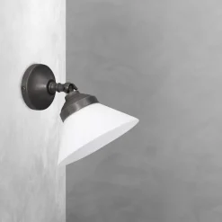 Spots|Badezimmer Lampe*Giovanni Battista Spot Lampe Wand verstellbar Messing Glas in Bronze Weiß