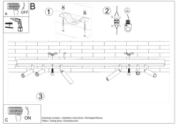 Deckenleuchten|Flurlampen*Sollux Spot Lampe Weiß 6-flammig G9 100 cm lang schwenkbar