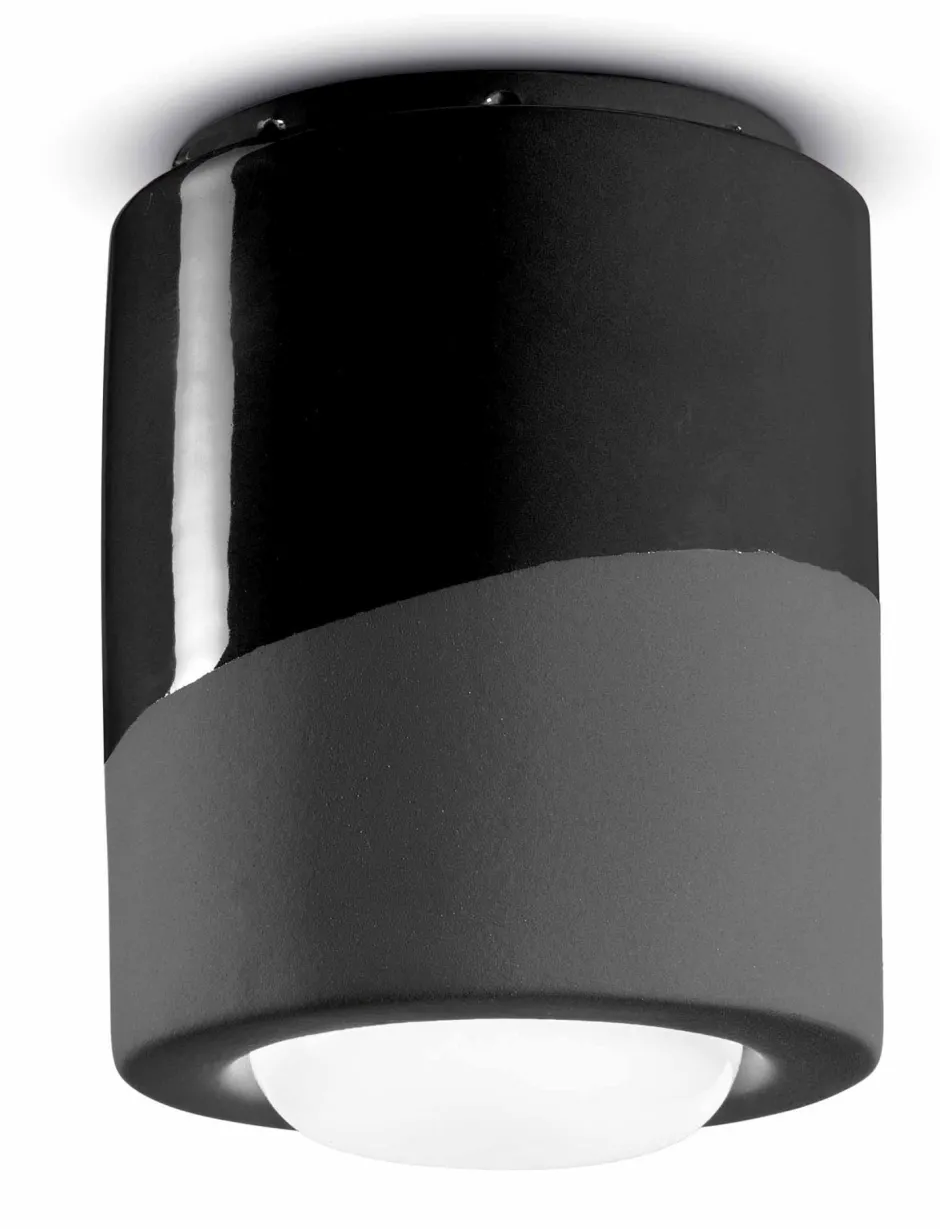 Ferroluce Spot Leuchte Decke Aufputz Keramik E27 D: 12,5 cm rund< Keramiklampen|Retro Lampen