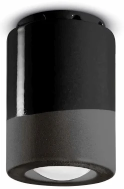 Wohnzimmerlampen|Keramiklampen*Ferroluce Spot Leuchte Decke Keramik E14 Ø 8,5 cm Aufputz Schwarz