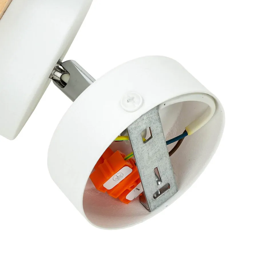 Spots|Wandleuchten*Lamkur Spot Leuchte Weiß Modern rund Holz Lampe