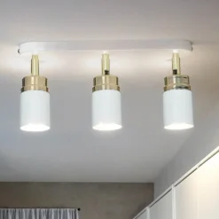 Moderne Lampen|Küchenlampen*Luminex Spot Strahler Decke Weiß Gold 3x GU10 Metall EVIE