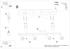 Sollux Spot Strahler 4-flammig 81 cm länglich Schwarz Gold GU10< Deckenleuchten|Flurlampen