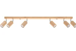 Sollux Spot Strahler Holz 120 cm lang 6-flammig schwenkbar< Holzlampen|Moderne Lampen