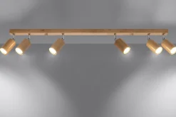 Sollux Spot Strahler Holz 120 cm lang 6-flammig schwenkbar< Holzlampen|Moderne Lampen