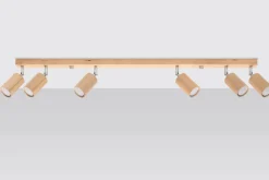 Sollux Spot Strahler Holz 120 cm lang 6-flammig schwenkbar< Holzlampen|Moderne Lampen