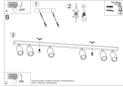 Sollux Spot Strahler Holz 120 cm lang 6-flammig schwenkbar< Holzlampen|Moderne Lampen