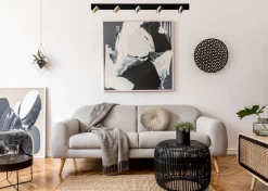 Masterlight Spot Strahler Schwarz Gold 130 cm lang 5-flammig< Deckenleuchten|Spots