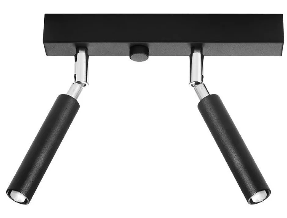 Deckenleuchten|Flurlampen*Sollux Spot Strahler Schwarz Metall 25 cm klein 2-flammig