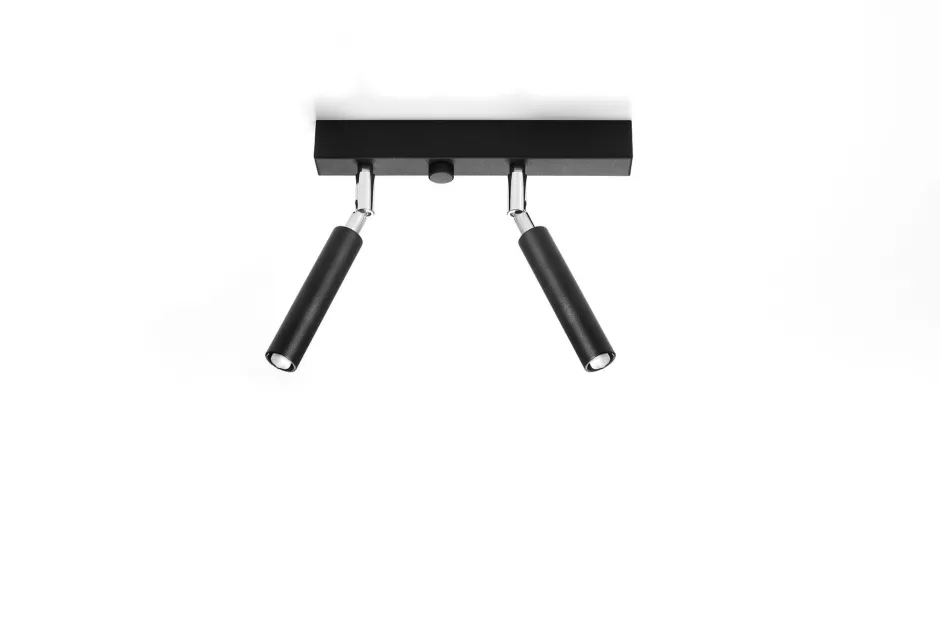 Deckenleuchten|Flurlampen*Sollux Spot Strahler Schwarz Metall 25 cm klein 2-flammig