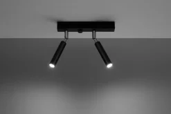 Deckenleuchten|Flurlampen*Sollux Spot Strahler Schwarz Metall 25 cm klein 2-flammig