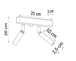 Deckenleuchten|Flurlampen*Sollux Spot Strahler Schwarz Metall 25 cm klein 2-flammig