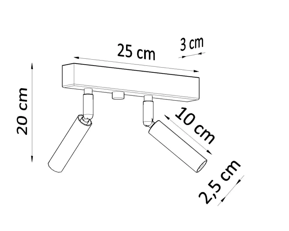 Deckenleuchten|Flurlampen*Sollux Spot Strahler Schwarz Metall 25 cm klein 2-flammig