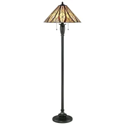 Elstead Standlampe Tiffany Stil 149cm Zugpendel E27 Glas Metall< Wohnzimmerlampen|Glaslampen