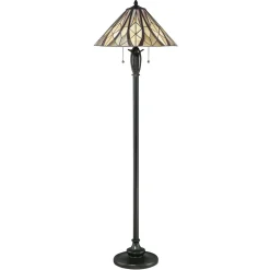 Elstead Standlampe Tiffany Stil 149cm Zugpendel E27 Glas Metall< Wohnzimmerlampen|Glaslampen