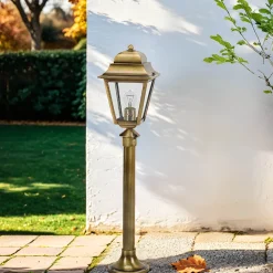 Lido Standleuchte Messing H:74cm außen Antik Garten< Metall Lampen|Messinglampen