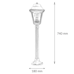 Lido Standleuchte Messing H:74cm außen Antik Garten< Metall Lampen|Messinglampen