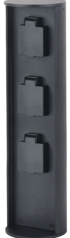 Eco-Light Steckdosensäule drei Steckdosen Aluminium IP44 40 cm< Metall Lampen