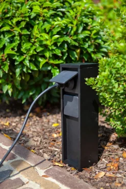 Eco-Light Steckdosensäule Schwarz 31 cm max 3500 W IP54 Aluminium< Metall Lampen