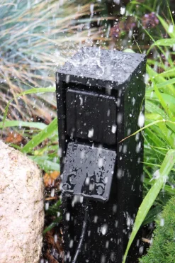 Eco-Light Steckdosensäule Schwarz 31 cm max 3500 W IP54 Aluminium< Metall Lampen