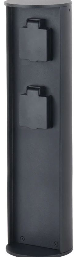 Metall Lampen*Eco-Light Steckdosensäule zwei Steckdosen Aluminium IP44 40 cm