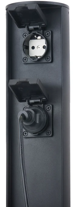 Metall Lampen*Eco-Light Steckdosensäule zwei Steckdosen Aluminium IP44 40 cm