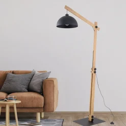 Lampen Aus Aller Welt|Holzlampen*TK Lighting Stehlampe 180 cm hoch E27 verstellbar Holz Metall