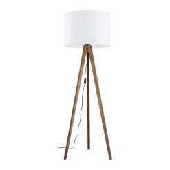 Bürolampen|Lampen Aus Aller Welt*TK Lighting Stehlampe 145 cm klein Dreibein Stoff Holz E27 NOLAN