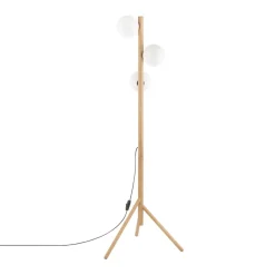 Glaslampen|Holzlampen*TK Lighting Stehlampe 150 cm klein Holz Glas 3x G9 Dreibein MIEKE