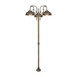 Giovanni Battista Stehlampe außen IP44 210 cm 3-flammig E27 Messing massiv< Außenleuchten Antik|Gartenlaternen