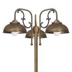 Giovanni Battista Stehlampe außen IP44 210 cm 3-flammig E27 Messing massiv< Außenleuchten Antik|Gartenlaternen