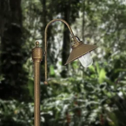 Außenleuchten Antik|Außenleuchten Messing*Giovanni Battista Stehlampe außen IP44 E27 148 cm Messing Glas Maritim