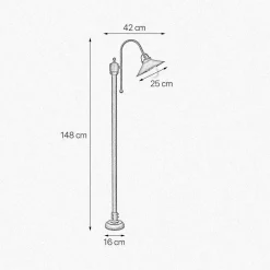 Außenleuchten Antik|Außenleuchten Messing*Giovanni Battista Stehlampe außen IP44 E27 148 cm Messing Glas Maritim