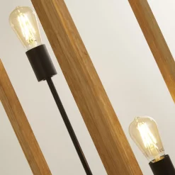 Searchlight Stehlampe Bambus 140 cm hoch eckig Natur Schwarz ZAMOSC< Bürolampen|Wohnzimmerlampen