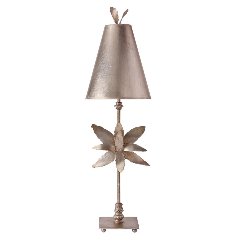 Elstead Stehlampe FIORE Blattsilber Stoff 86cm Modern kunstvoll< Stofflampen|Designerlampen