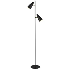 Bürolampen|Retro Lampen*Searchlight Stehlampe 2-flammig in Schwarz Gold E14 160 cm Metall