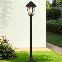 Rustikale Lampen|Messinglampen*Lido Stehlampe Garten 100 cm Messing Rostbraun Rustikal