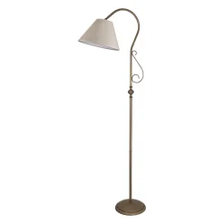 Bürolampen|Lampen Aus Aller Welt*Giovanni Battista Stehlampe groß 190 cm E27 schwenkbar Messing Stoff Rustikal