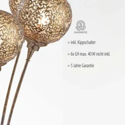 Paul Neuhaus Stehlampe groß Metall Rostbraun Gold 181,2 cm G9 6-flmg< Wohnzimmerlampen|Metall Lampen