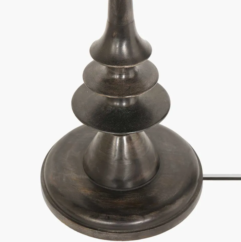 Lampen Aus Aller Welt|Stofflampen*Steinhauer Stehlampe Holz Leinen Schwarz Grau 153 cm E27 blendarm