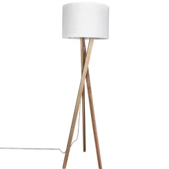 Wohnzimmerlampen|Stofflampen*By Rydéns Stehlampe Holz Stoff E27 160 cm Dreibein Eiche Weiß